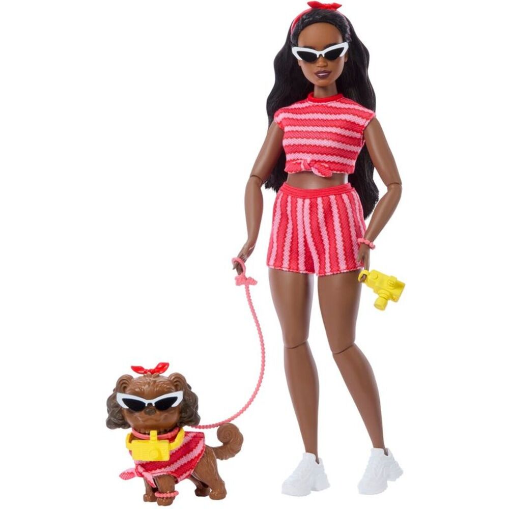 Barbie Twinning Looks Fashion Doll With Pet Dog, Black COLLECTIBLES